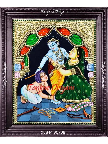 Krishna Yashodha Tanjore Style Painting
